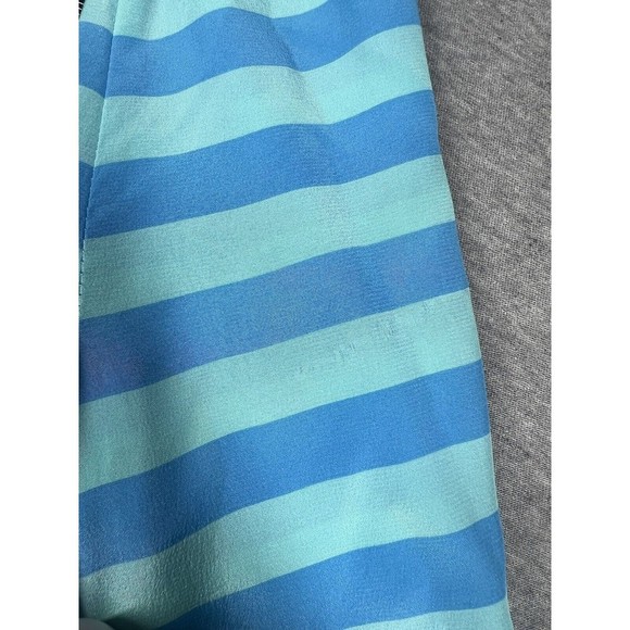 LILLY PULITZER Women's Blue Aqua Striped V-Neck‎ Long Sleeve Silk Blouse Sz XS - Picture 4 of 13